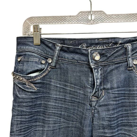 Grace in La Denim Straight Leg Blinged Jeans Size 28 - Picture 3 of 8